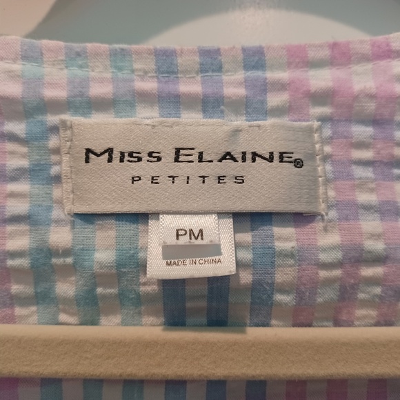 MISS ELAINE PETITE MEDIUM COTTON SEERSUCKER ZIP-FRONT FLOOR-LENGTH ROBE! - Picture 4 of 4